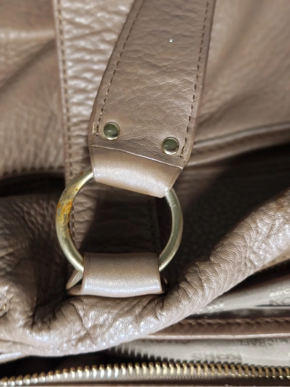 Michael Kors Taupe Leather Shoulder Bag with Buckle Accents